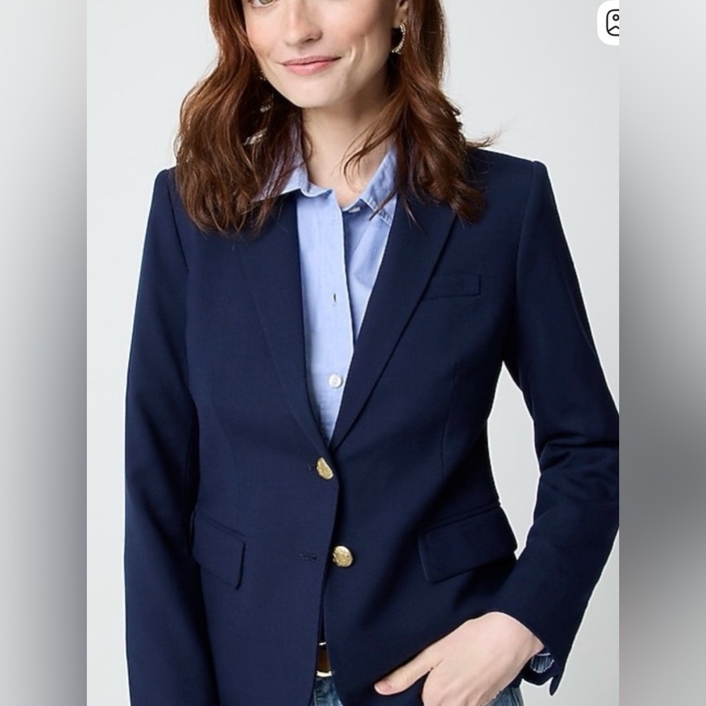 J. Crew Classic Navy Blazer with Gold Buttons Preppy Size 8 Like New